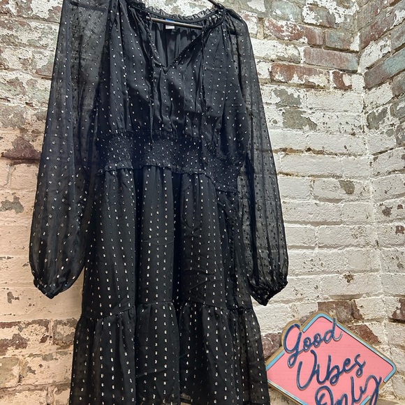 Old Navy black and silver sheer sleeved dress in size medium. - Picture 8 of 8